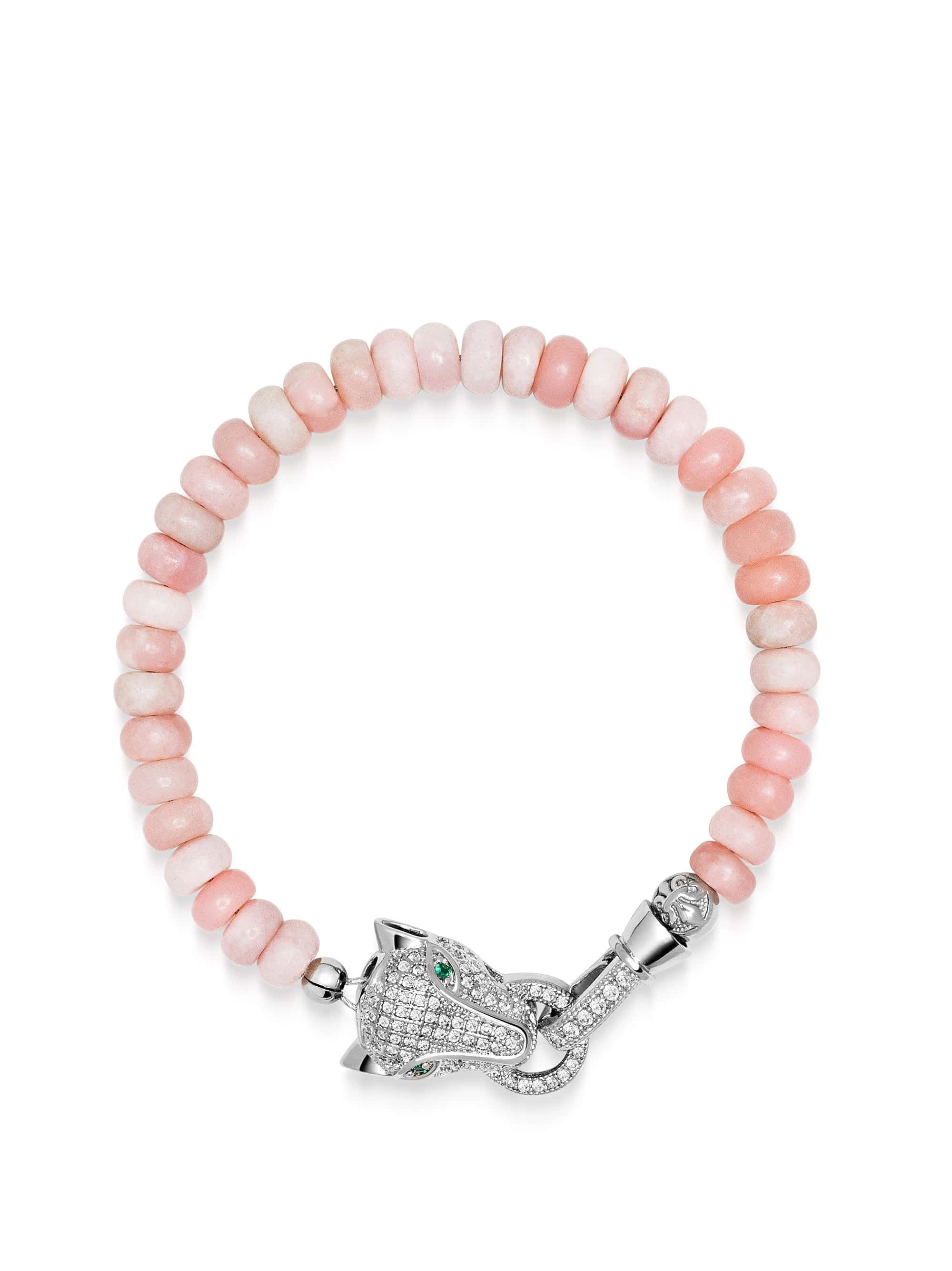 Pink Opal Bracelet with Panther Head 0