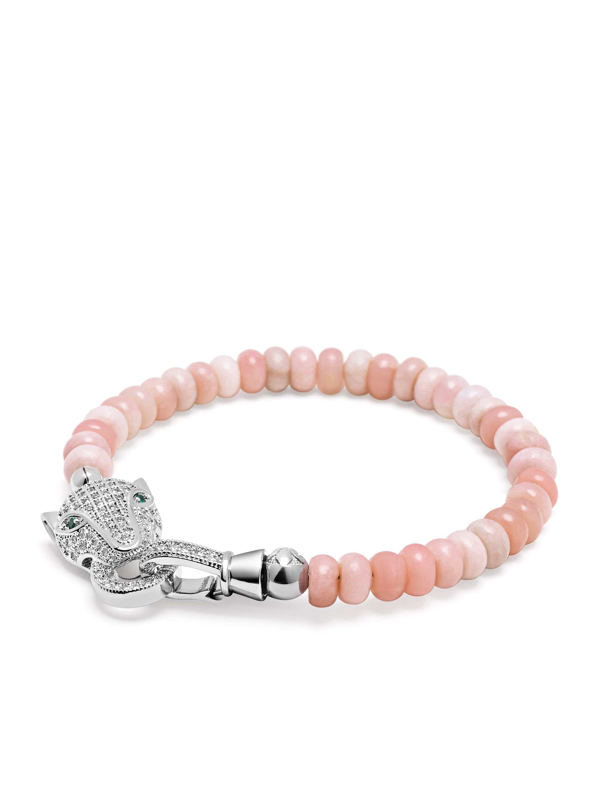 Pink Opal Bracelet with Panther Head 2