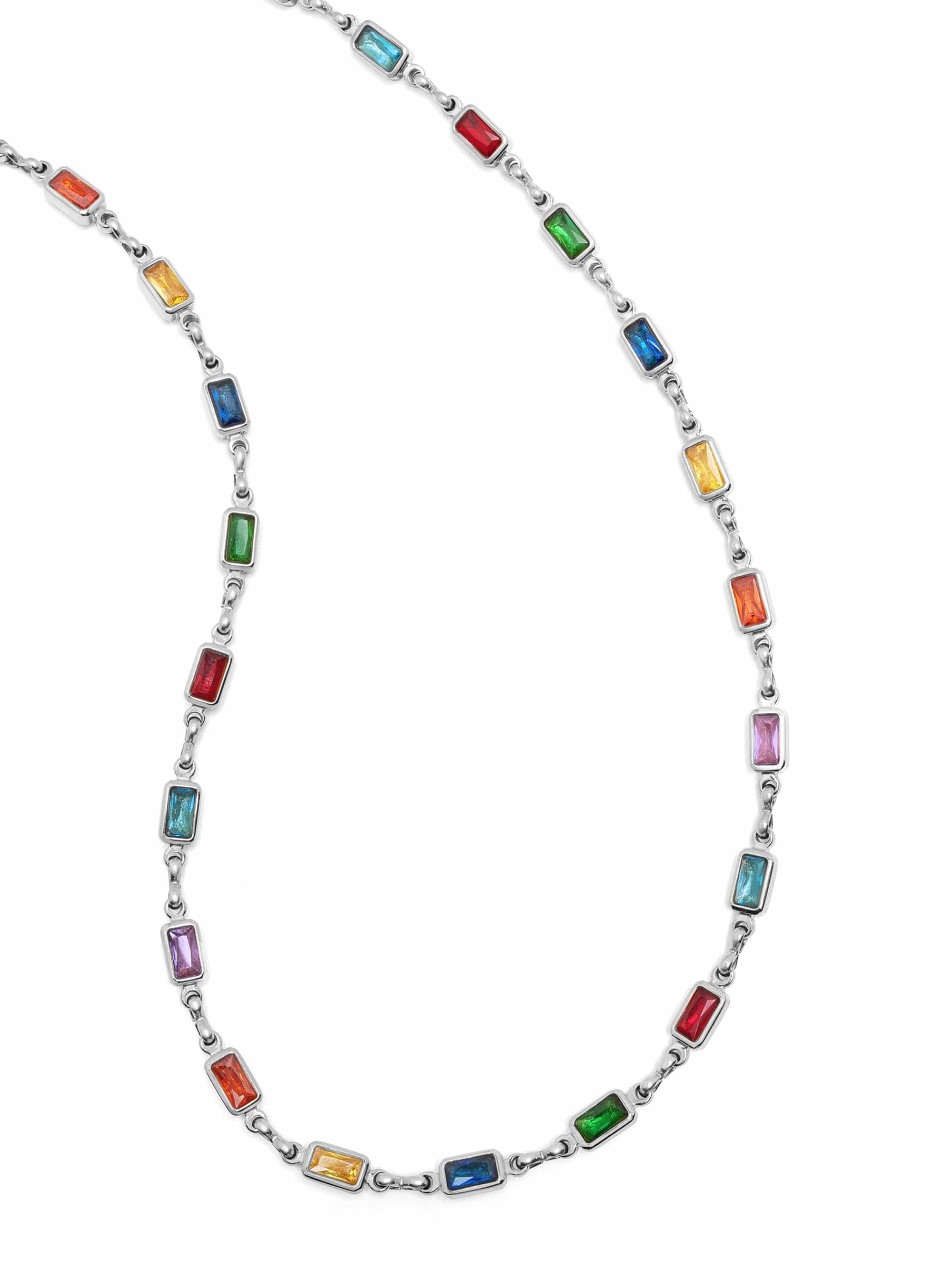 Rectangle Tennis Necklace in Silver 2