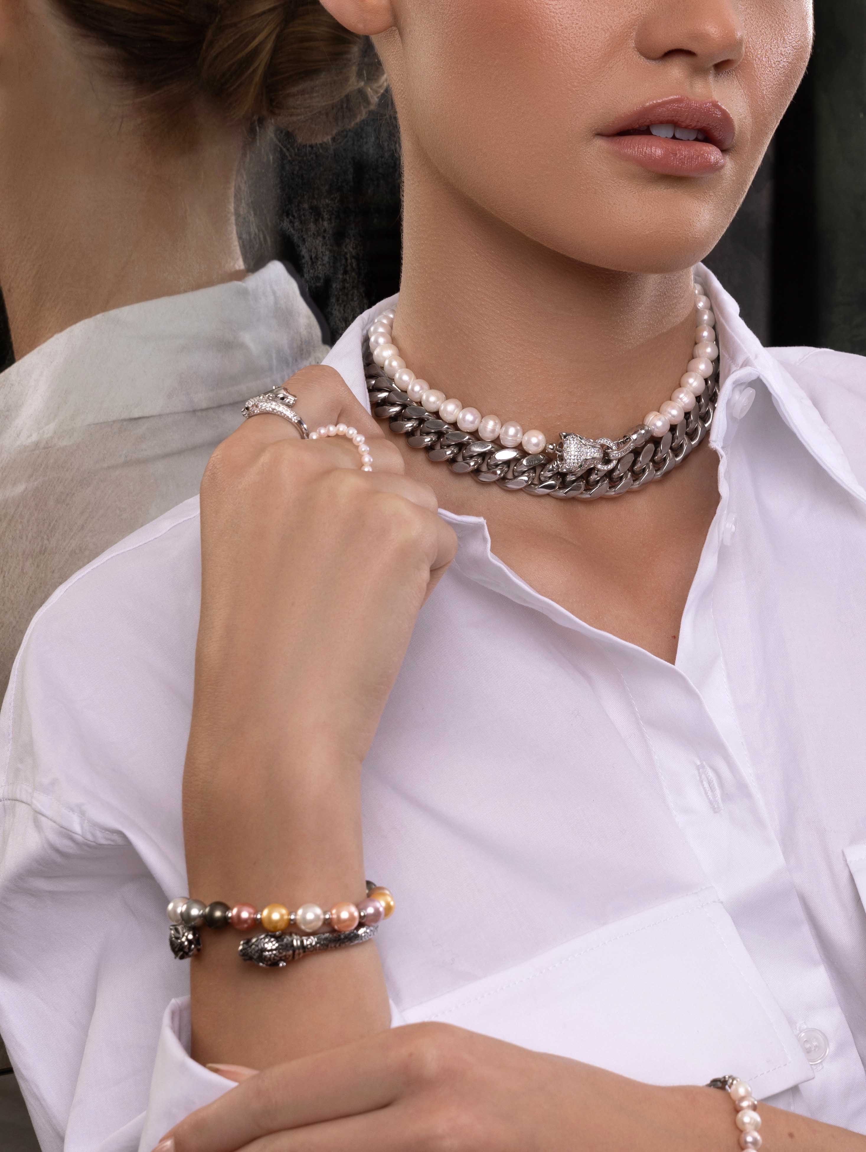 Women's Panther Bangle in Silver 5